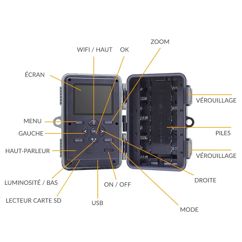 Caméra de chasse — 48 MP connecté Wi-Fi pour la surveillance de la faune