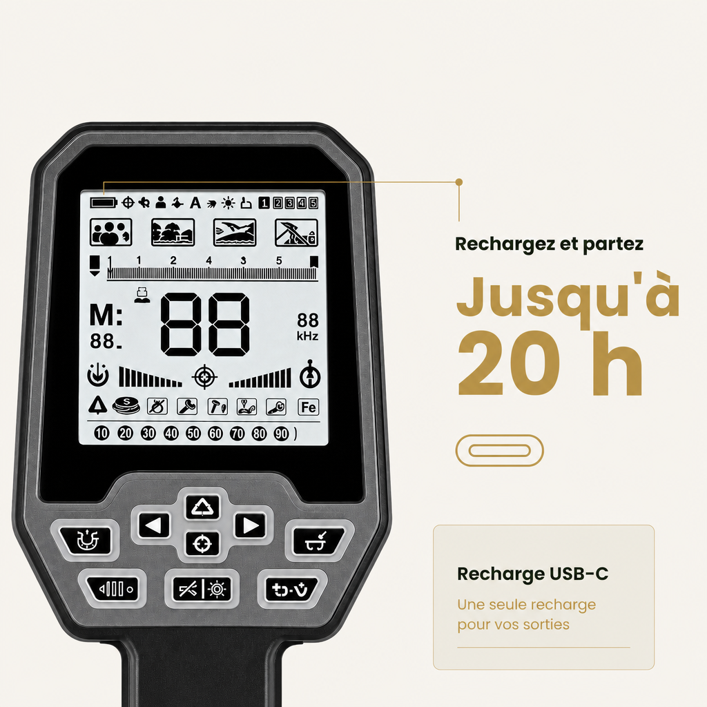 Détecteur de métaux pour l'or multifréquence, jusqu'à 5 m de profondeur – Explorateur 199